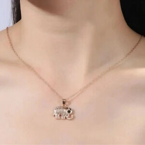 Gold Rhinestone Elephant Necklace